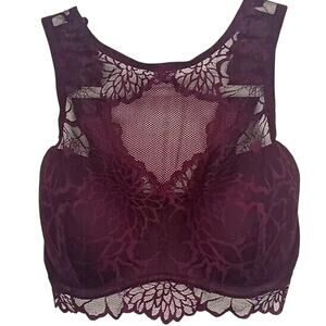 PINK Victoria Secret Wine Lace Padded Lined Bralette S - DD